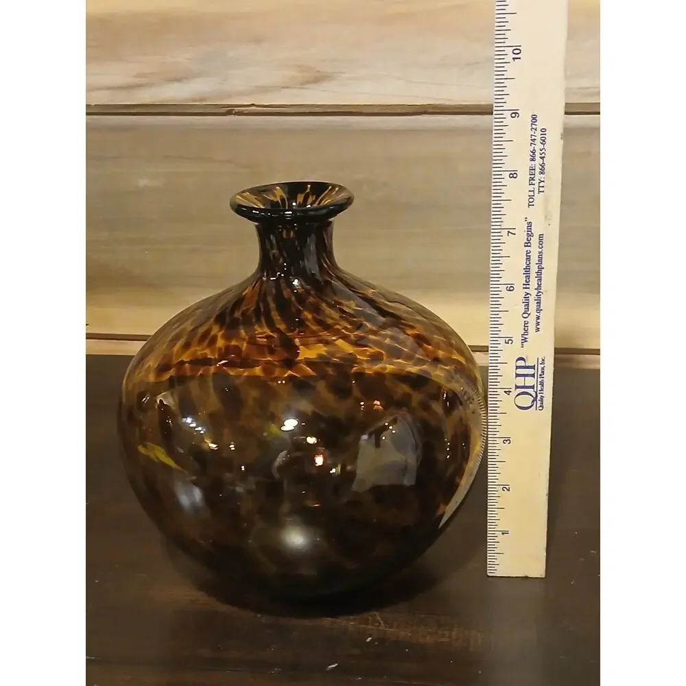 Vintage Tortoiseshell Blown Glass Vase 8